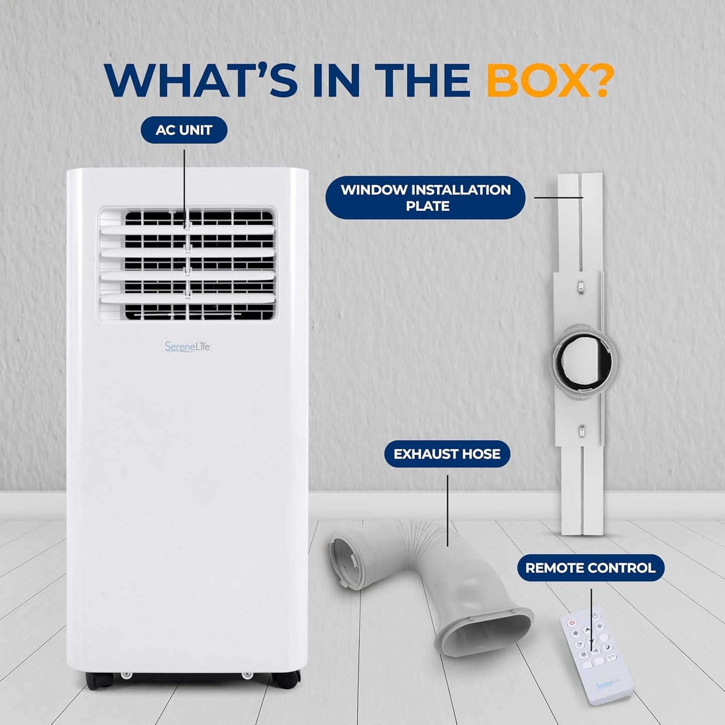 Portable Air Conditioner– 8,000 BTU 3-in-1 AC Unit with Cooling, Dehumidifier & Fan –w/ Remote Control, Window Mount Kit, Wheels, Quiet Operation for Rooms up to 300 sq ft