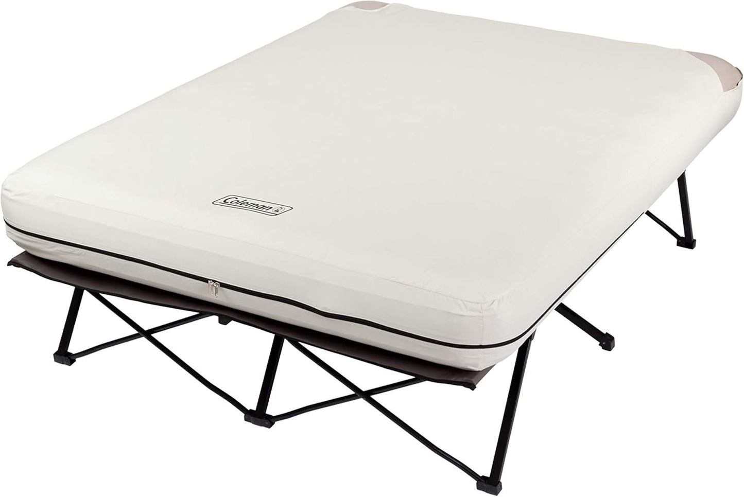 Camping bed, inflatable mattress and air pump set | Foldable camping bed and inflatable bed, equipped with side table and battery-powered air pump