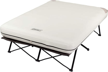 Camping bed, inflatable mattress and air pump set | Foldable camping bed and inflatable bed, equipped with side table and battery-powered air pump