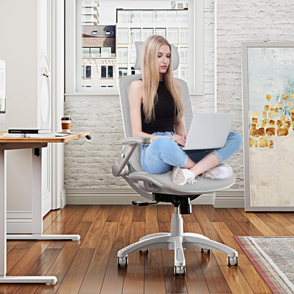 Ergonomic Office Chair, High Back Home Desk Chair with Headrest, Flip-Up Arms, 90-120° Tilt Lock and Wide Cushion, Big and Tall Mesh Chairs for Man Woman, Black Task Chair