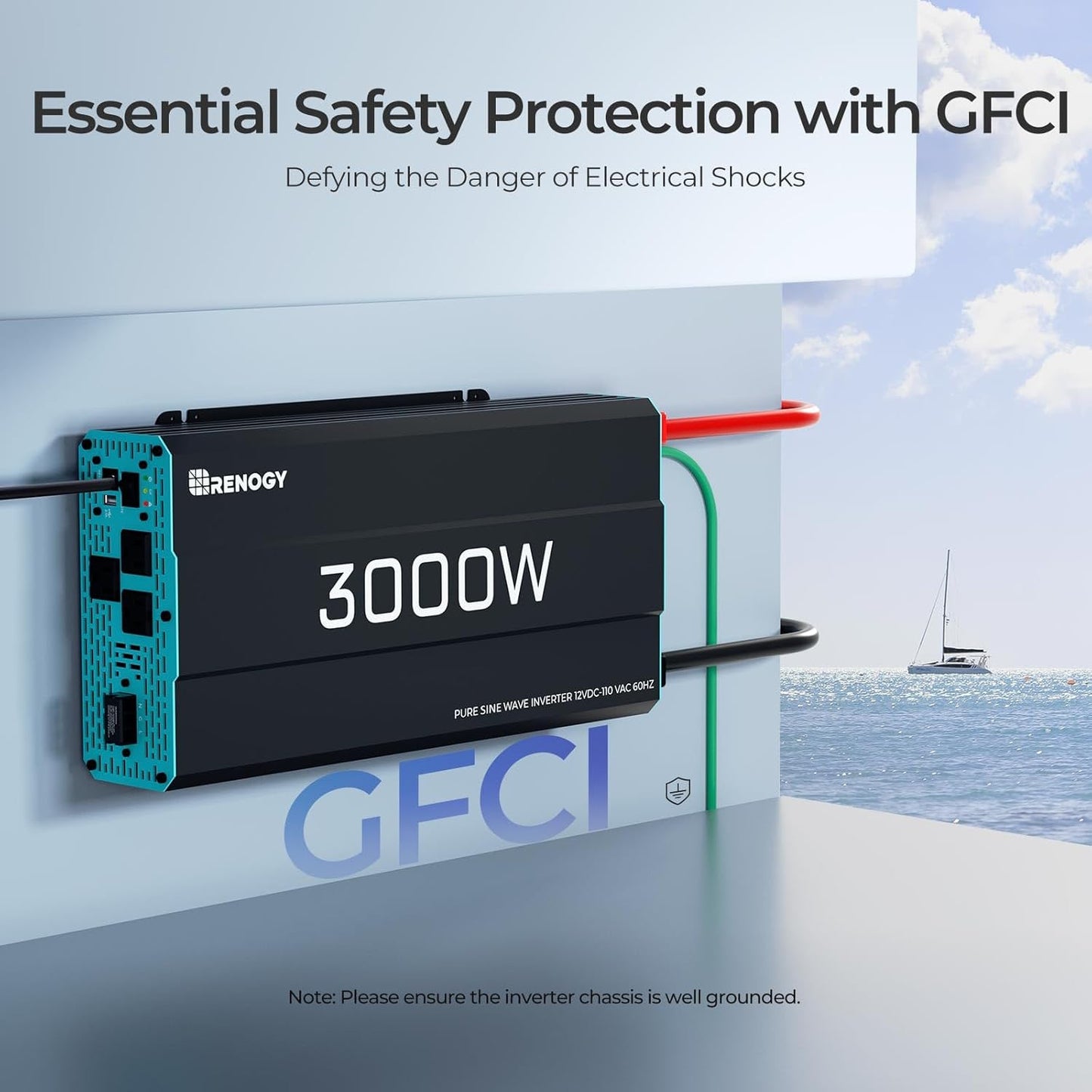 3000W Pure Sine Wave Inverter 12V DC to 120V AC Converter for Home, RV, Truck, Off-Grid Solar Power Inverter 12V to 110V with Built-in 5V/2.1A USB Port, AC Hardwire Port, Remote Controller