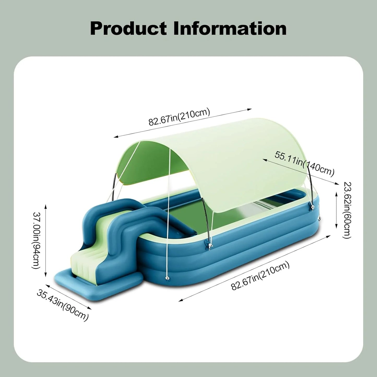 Inflatable Swimming Pool with Water Slide, Inflatable Slide Water Pool with Awning, Inflatable Mega Bouncy Castle Water Park, Swim Centre Pools for Backyard, Garden, Summer Water Party