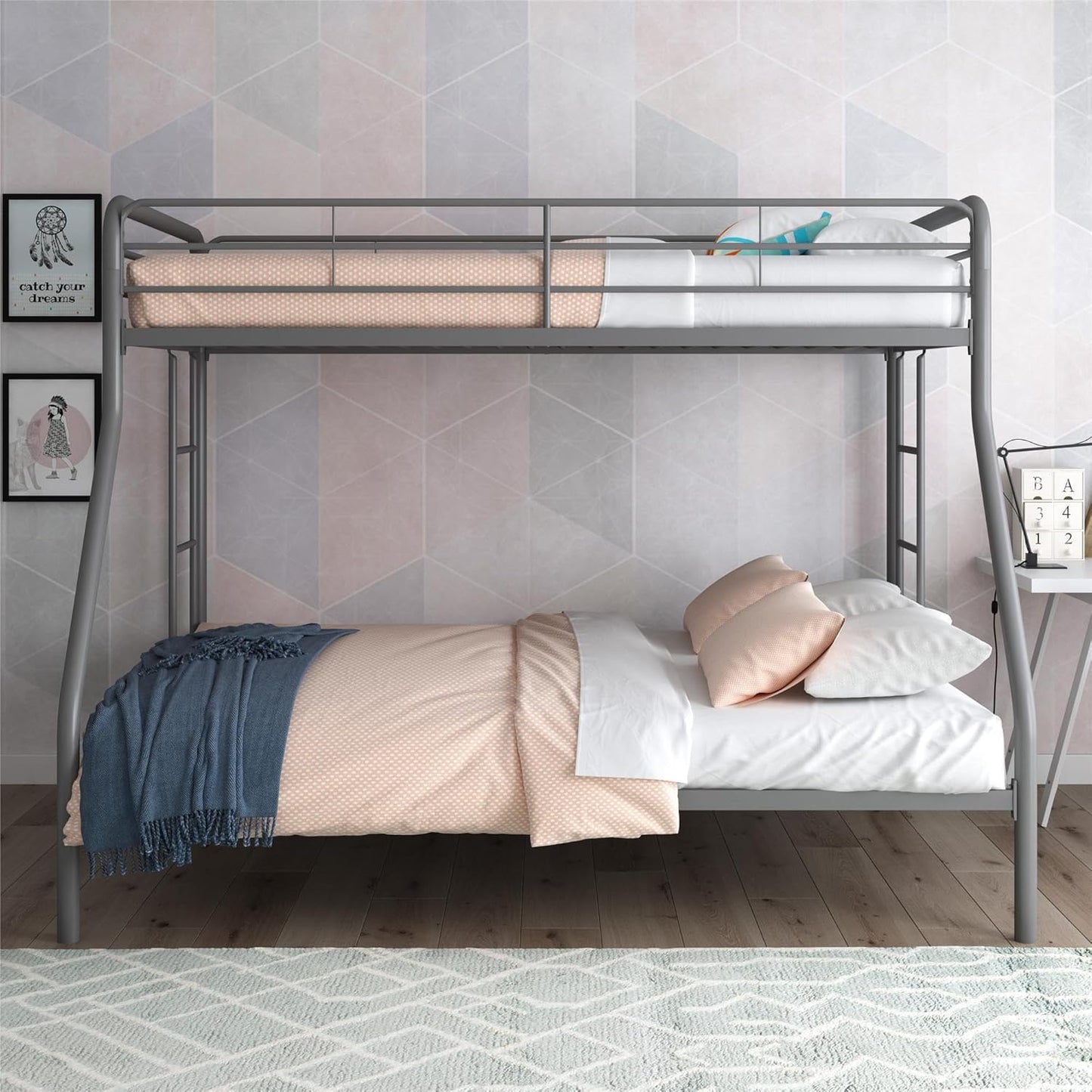 DHP Dusty Twin Over Full Metal Bunk Bed, Off White