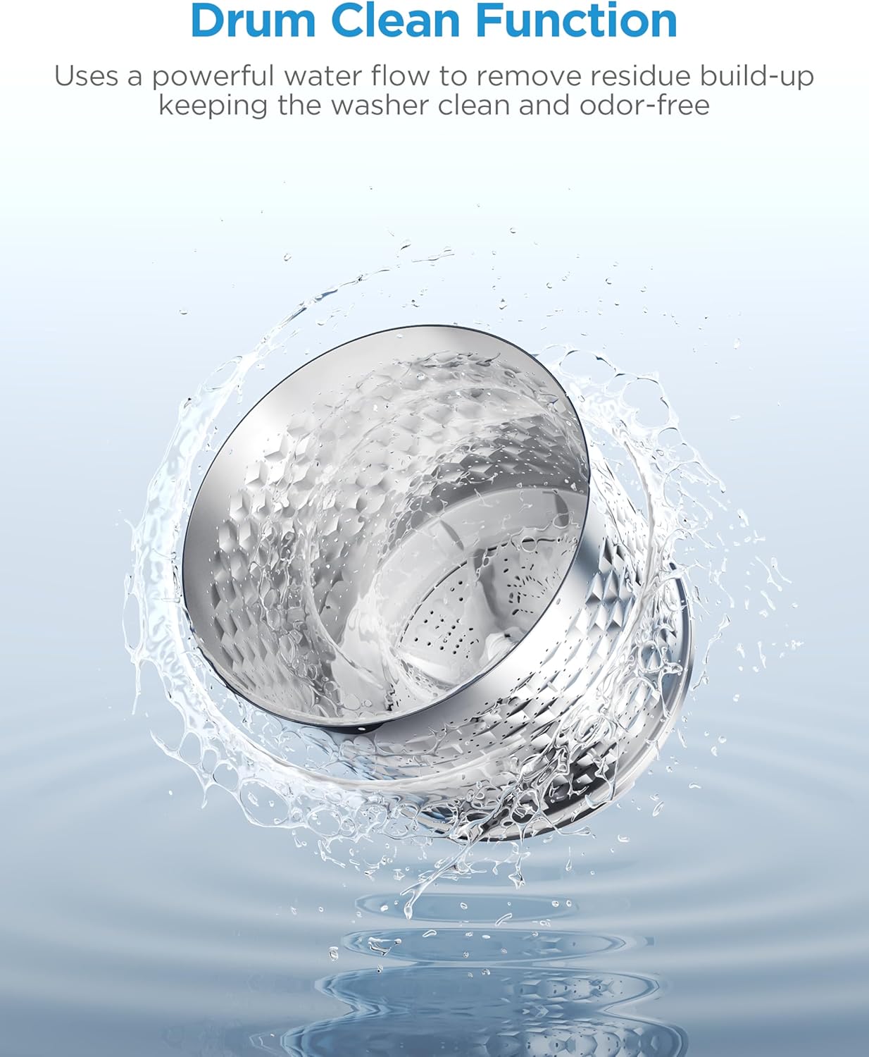 Portable Washer with 6 Cycles, Drum Clean, Quick, Stainless Steel Tub, Transparent Lid, LED Display Washing Machine, White