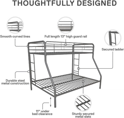 DHP Dusty Twin Over Full Metal Bunk Bed, Off White