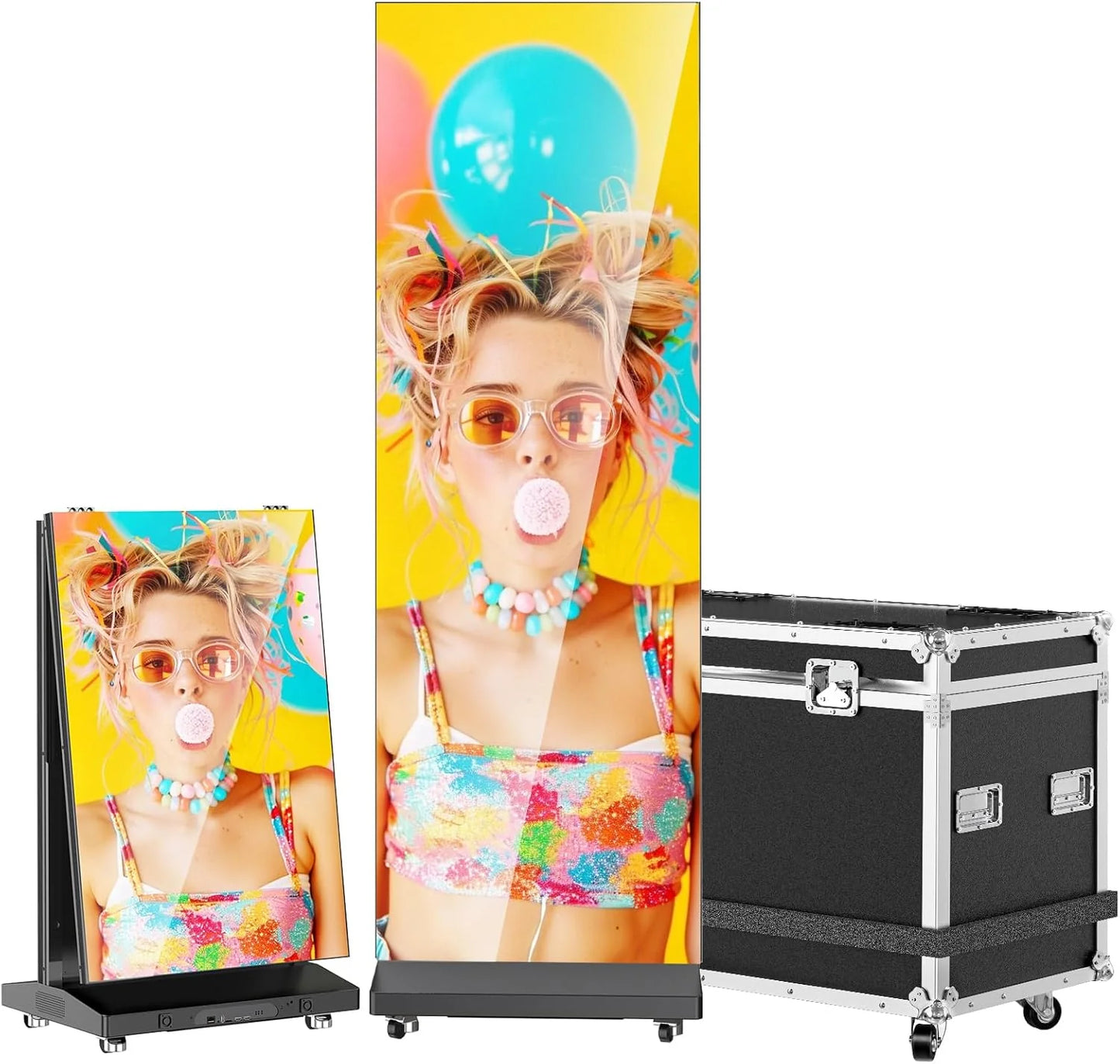 80" P1.86 Flexible Spliceable LED Poster Display – USB Plug-and-Play, Mobile & PC Remote Control, Digital Signage Advertising Screen (Silver, 1-Pack)