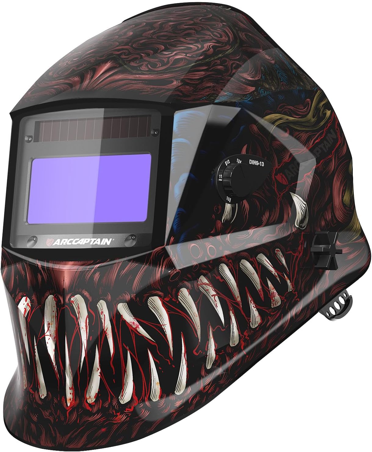 Welding Helmet Auto Darkening, True Color Solar Powered Welding Mask with 4 Arc Sensor, 1/1/1/1 Optical Clarity and Adjustable Shade 4/9-13 Welder Helmet