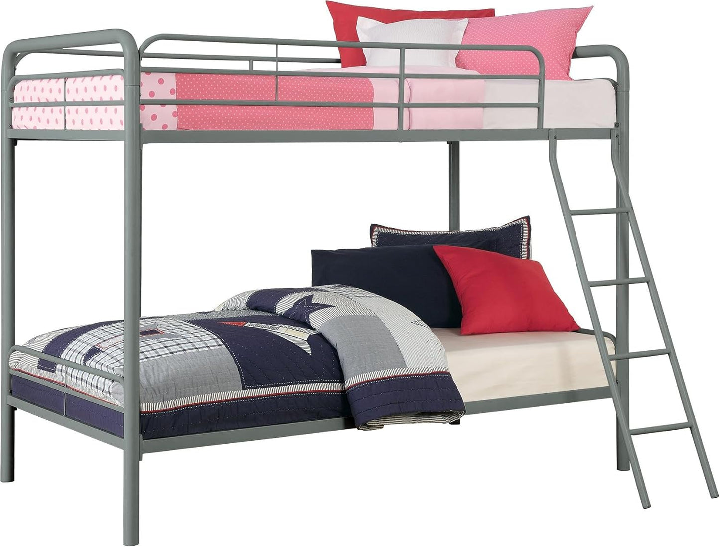 DHP Dusty Twin Over Full Metal Bunk Bed, Off White
