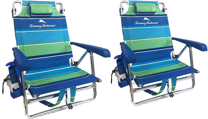 2 Backpack Beach Chairs with Storage Pouch and Towel Bar
