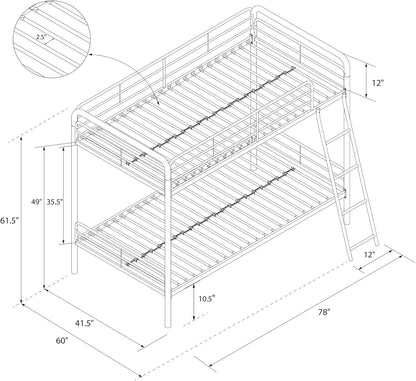 DHP Dusty Twin Over Full Metal Bunk Bed, Off White
