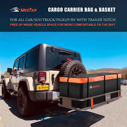 Roof Rack Carrier Basket Universal Rooftop 51" X 36" X 5" + Waterproof Bag 15 Cubic Feet (44" 34" 17"), and Cargo Net with Attachment Hooks, Ratchet Straps