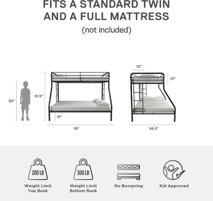DHP Dusty Twin Over Full Metal Bunk Bed, Off White
