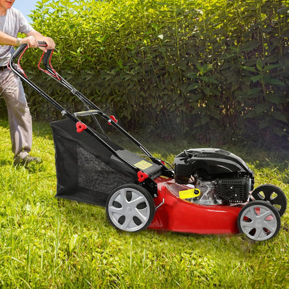 Self-propelled lawn mower, 141cc four-stroke gasoline engine, lawn mower with 20-inch blades, rear-wheel drive, push-type lawn mower, equipped with a 50-liter hay storage tank, rear wheel diameter 10 inches, rotational speed 2850 revolutions per minu
