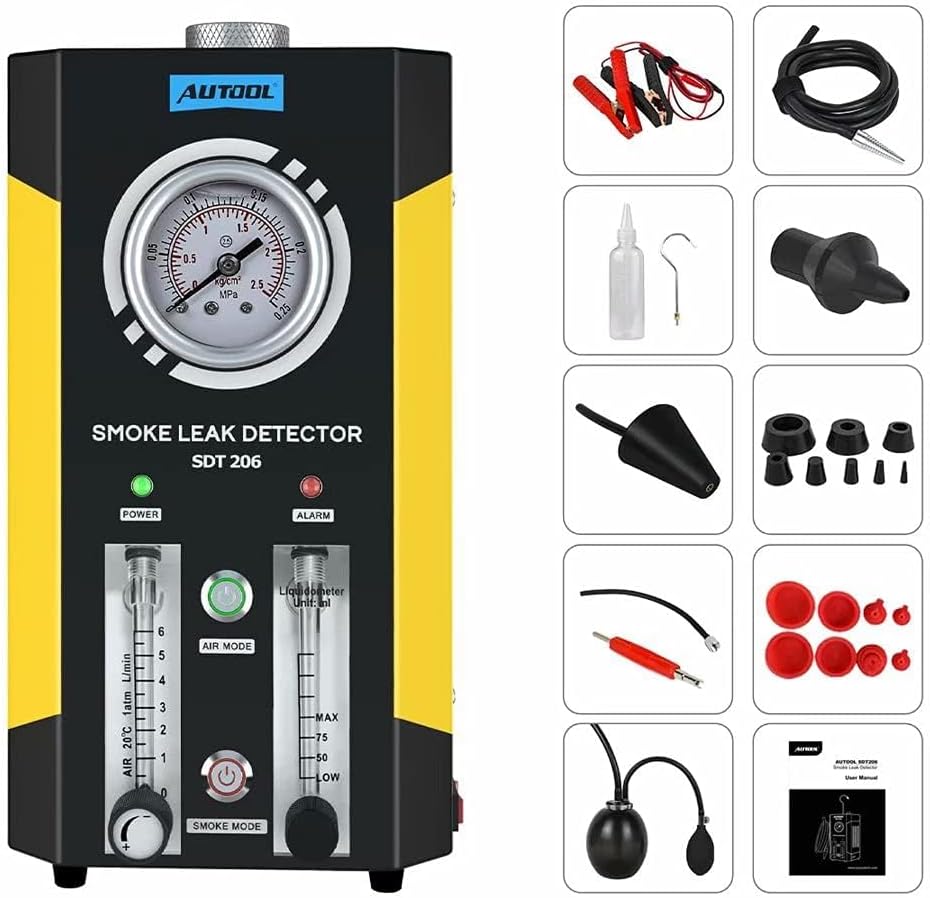 Smoke Machine Automotive Leak Detector,Evap Vacuum Smoke Diagnostic Tester,Pipeline Fuel Leakage Detector Compatible with 12V Vehicles
