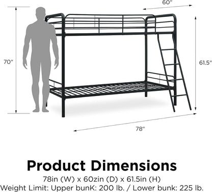 DHP Dusty Twin Over Full Metal Bunk Bed, Off White
