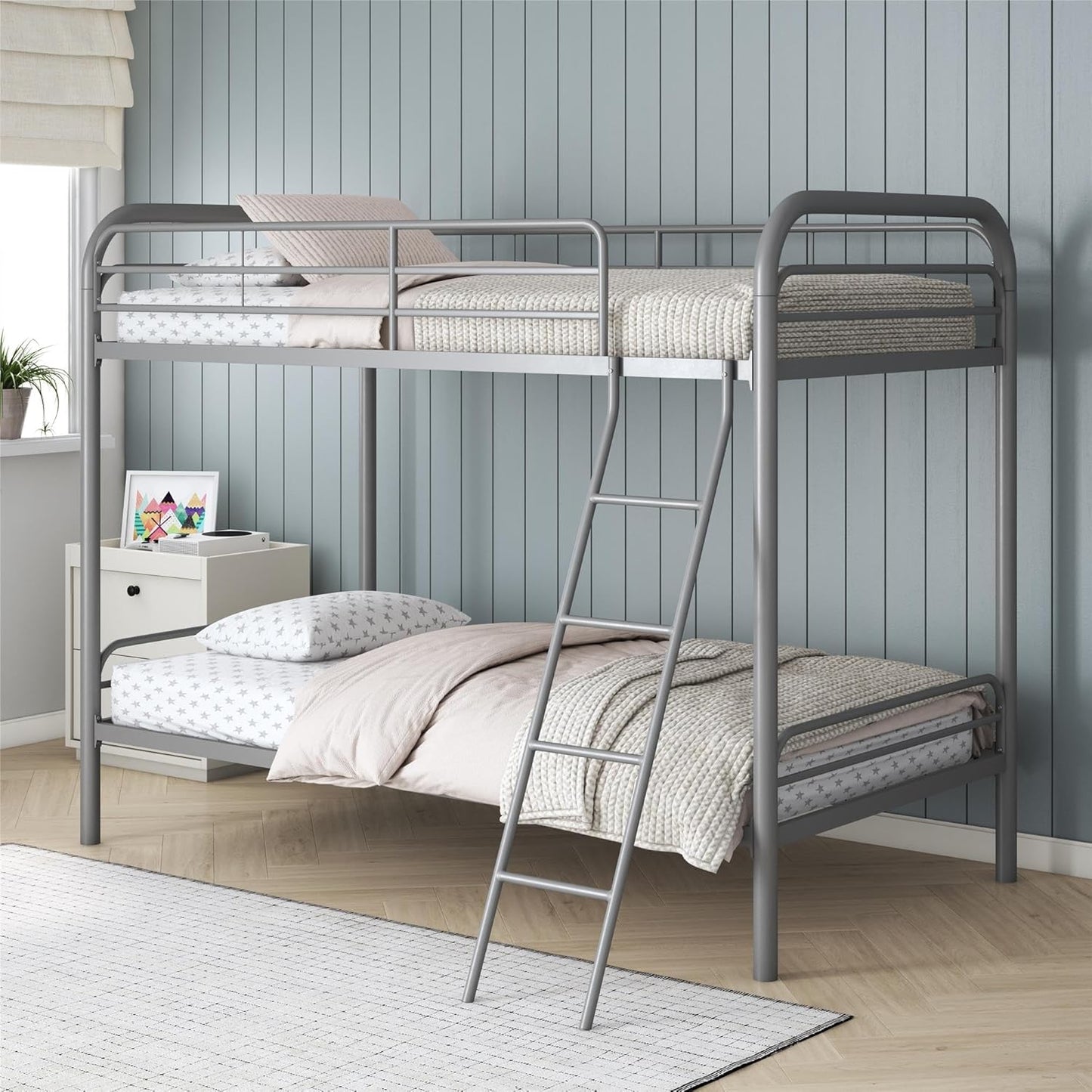 DHP Dusty Twin Over Full Metal Bunk Bed, Off White