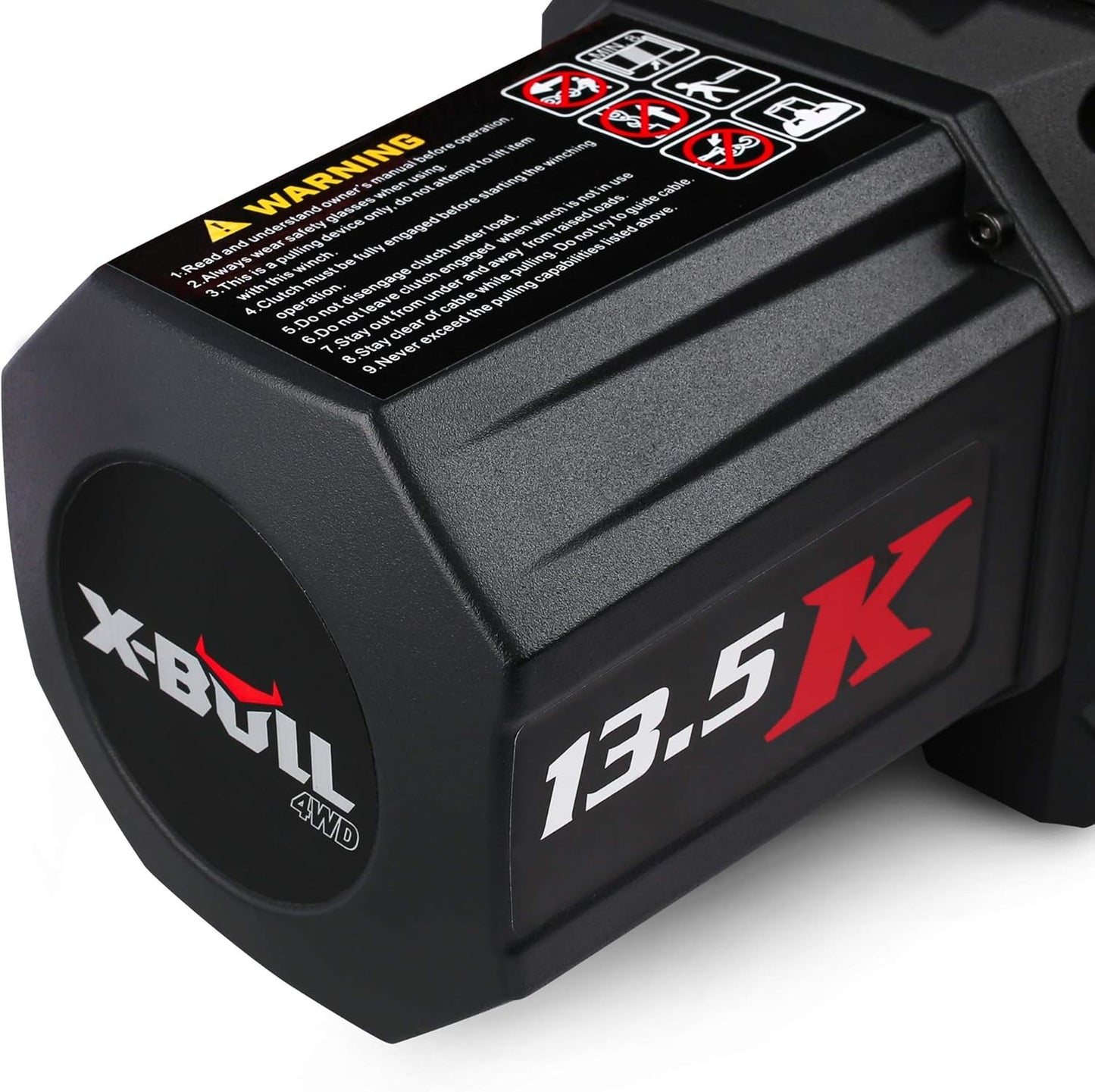 13,500-pound load capacity electric winch - 12-volt DC power supply, suitable for off-road trailer towing, dual-function wireless remote control