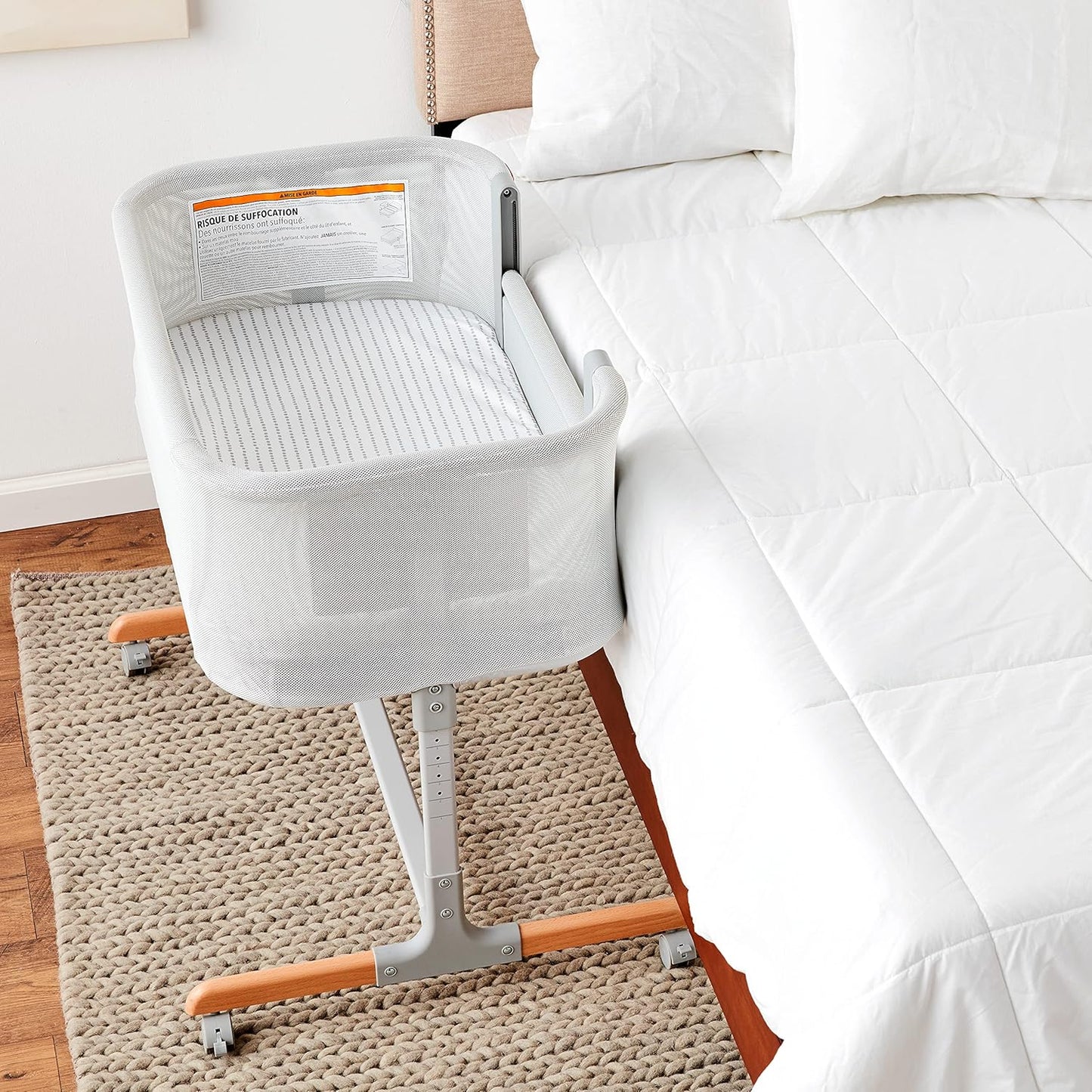 Baby Bassinet, Cozy Up 2-in-1 Bedside Sleeper & Bassinet, Grey