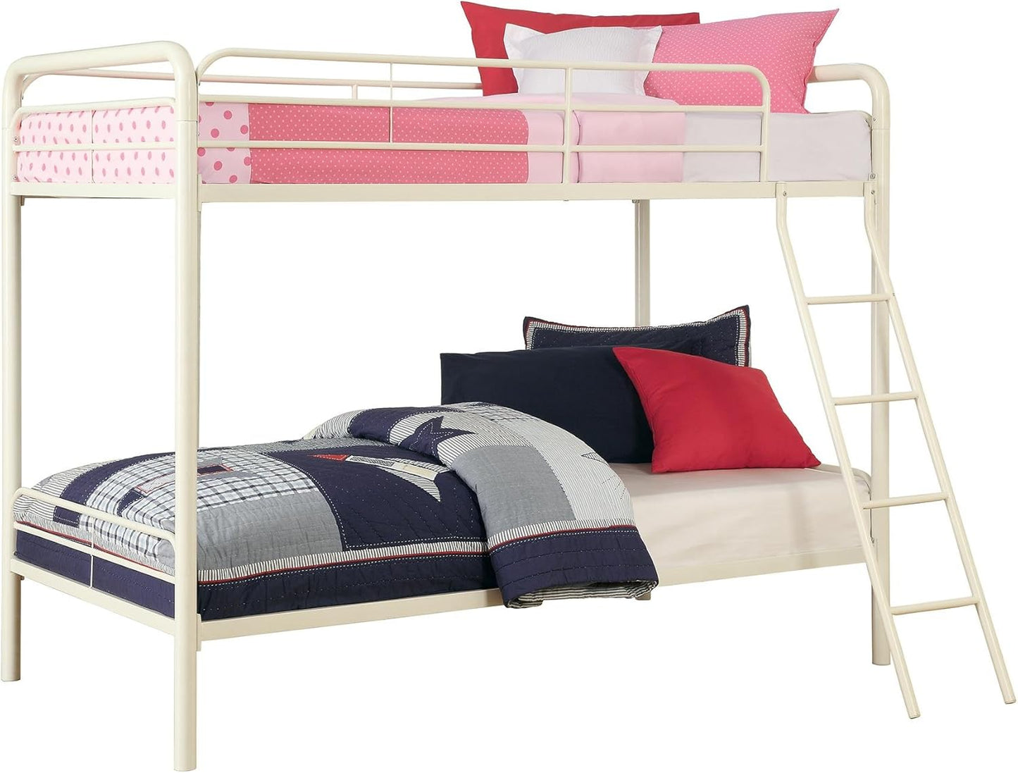 DHP Dusty Twin Over Full Metal Bunk Bed, Off White