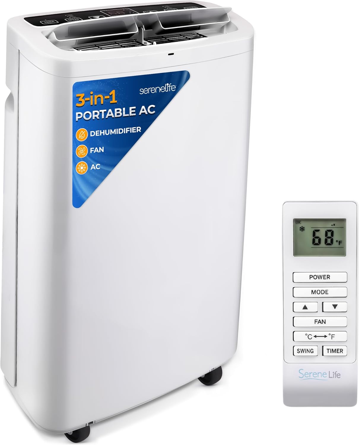 10,000 BTU Portable Air Conditioner– 4-in-1 AC Unit w/Cooling, Dehumidifier, Heater, & Fan– Includes Remote Control, Window Mount Kit, Quiet Operation, 24-Hour Timer