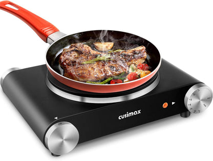Hot Plate,1800W Ceramic Electric Hot Plate for Cooking, Dual Control Infrared Cooktop, Portable Countertop Burner, Glass Plate Electric Cooktop, Silver, Stainless Steel