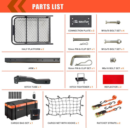 Roof Rack Carrier Basket Universal Rooftop 51" X 36" X 5" + Waterproof Bag 15 Cubic Feet (44" 34" 17"), and Cargo Net with Attachment Hooks, Ratchet Straps