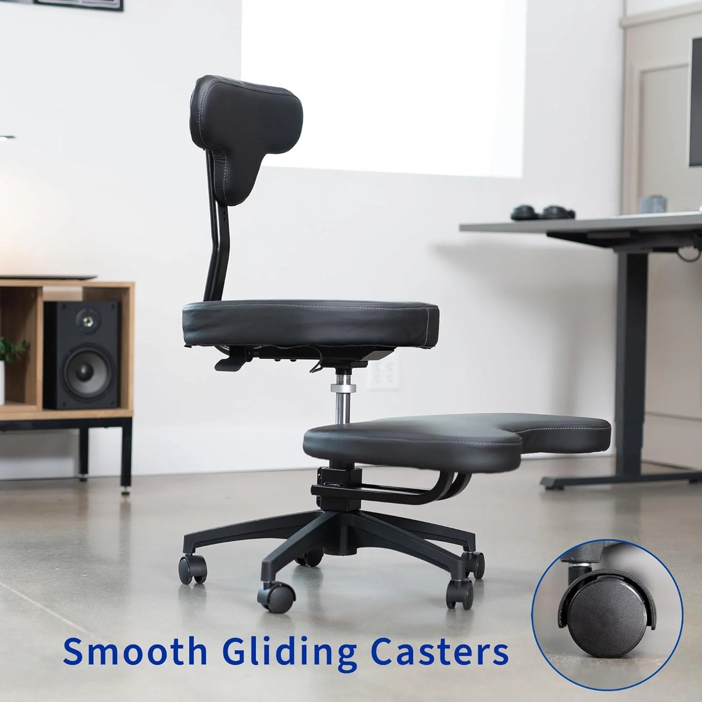 Cross-Legged Office Chair – Adjustable Height Floor Chair with Back Support for Yoga, Meditation, and ADHD (Black, CHAIR-CL02B-R)