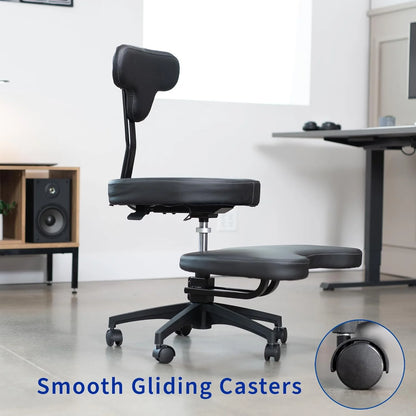 Cross-Legged Office Chair – Adjustable Height Floor Chair with Back Support for Yoga, Meditation, and ADHD (Black, CHAIR-CL02B-R)