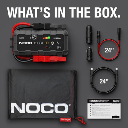 2000A UltraSafe Jump Starter – 12V Lithium Battery Booster Pack, Portable Jump Box, Power Bank & Jumper Cables - for 8.0L Gas and 6.0L Diesel Engines