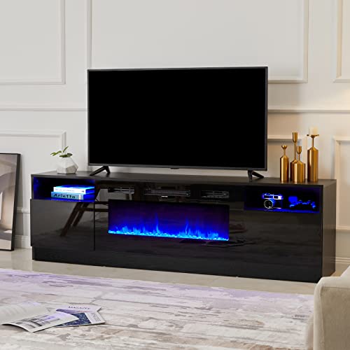Fireplace TV Stand with 36" Electric Fireplace, LED Light Entertainment Center
