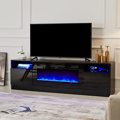 Fireplace TV Stand with 36" Electric Fireplace, LED Light Entertainment Center
