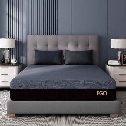 S14 Inch King Size Memory Foam Mattress for Back Pain, Cooling Gel Mattress Bed in a Box, Made in USA, CertiPUR-US Certified, Therapeutic Medium Mattress, 76x80x14 Black
