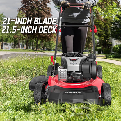 21" 2-in-1 Push Lawn Mower, 125cc Engine, Adjustable Cutting Height, Lightweight, Easy Assembly