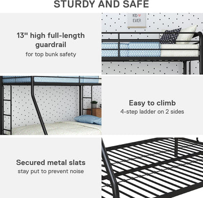 DHP Dusty Twin Over Full Metal Bunk Bed, Off White