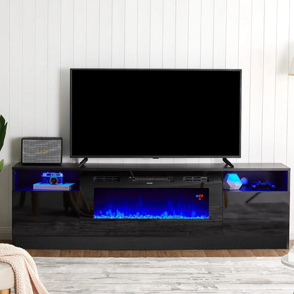 Fireplace TV Stand with 36" Electric Fireplace, LED Light Entertainment Center