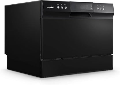 Desktop dishwasher, Energy Star portable dishwasher, 6 dish settings, small dishwasher with 8 washing programs, high-speed operation, baby care, energy-saving and glass material, dormitory dishwasher, RV and apartment dishwasher