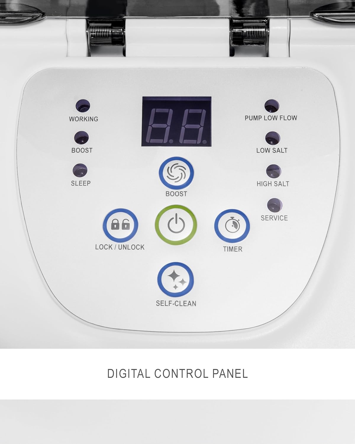 QS1200 Krystal Clear Saltwater Chlorine System for Above Ground Pools: Keeps Water Clear – Reduces Chemical Use – Sleek Control Panel with Buttons – Up to 15000 Gallon Pools