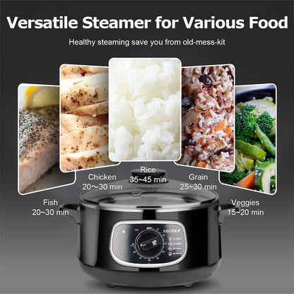 2 stainless steel food steamers, 8.5 liters capacity, electric glass-covered vegetable steamer, double-layer stackable steaming basket, with timer included