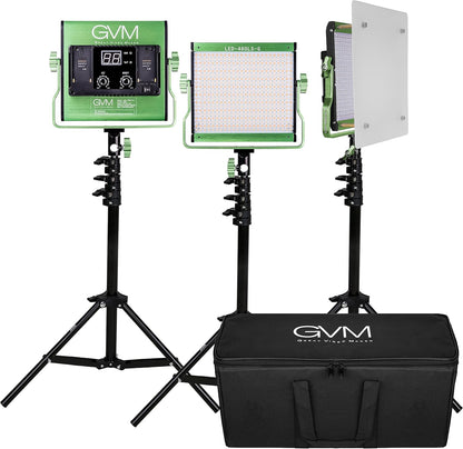 2 Pack LED Video Lighting Kits with APP Control, Bi-Color Variable 2300K~6800K with Digital Display Brightness of 10~100% for Video Photography, CRI97+ TLCI97 Led Video Light Panel +Barndoor