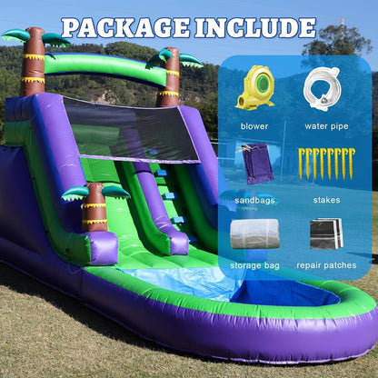 21FT(L) Commercial Grade Water Slide for Adults, (Heavy Duty Full PVC) (Big Splash Water Pool), 750w Blower, Inflatable Waterslide for Backyard, Outdoor Park, 21x9x12ft