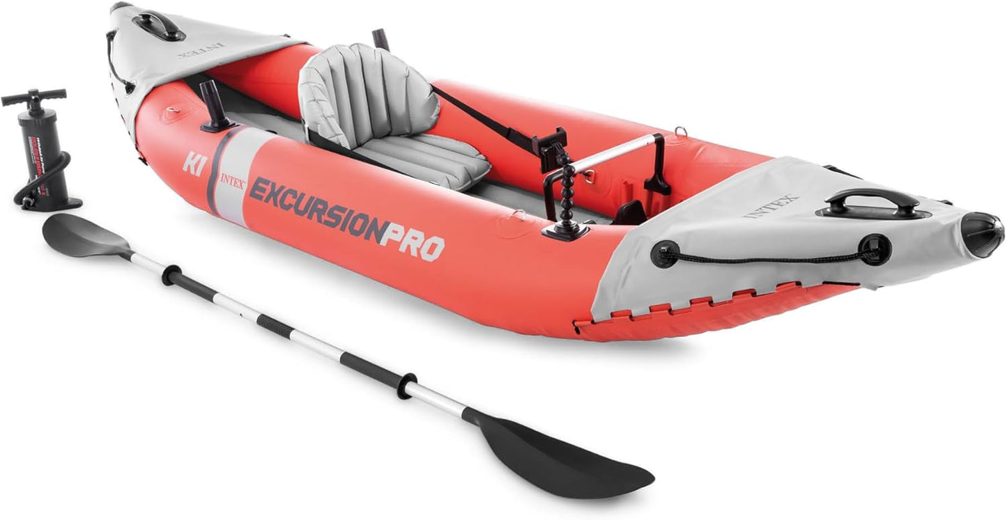 Excursion Pro Inflatable Kayak Set and Accessory Kit, Air Pump, and Carry Bag for Lakes and Rivers