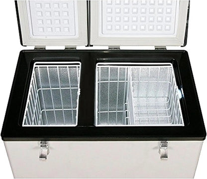 FM-65G 65 Quart Portable Refrigerator and Deep, AC 110V/ DC 12V, Real Chest Freezer for Car, Home, Camping, and RV with-8掳F to 50掳F Temperature Range, Gray, One Size