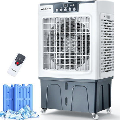 Evaporative Cooler, 2100CFM Air Cooler, 120°Oscillation Swamp Cooler with Remote Control, 24H Timer, 3 Wind Speeds for Outdoor Indoor Use,8 Gallon