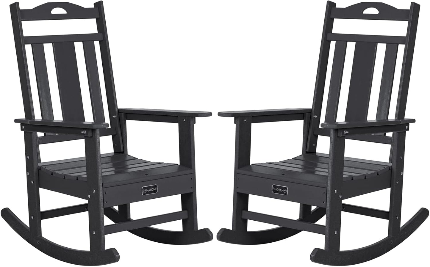 Outdoor Rocking Chairs Set of 2, HDPE All Weather Resistant Rocking Chair for Porch, Oversized Patio Rocker Chair for Adult, Outdoor Rockers for Garden Lawn
