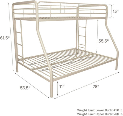 DHP Dusty Twin Over Full Metal Bunk Bed, Off White