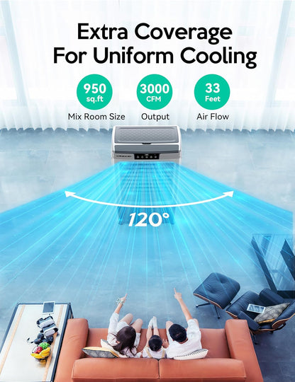 Evaporative Cooler, 2100CFM Air Cooler, 120°Oscillation Swamp Cooler with Remote Control, 24H Timer, 3 Wind Speeds for Outdoor Indoor Use,8 Gallon