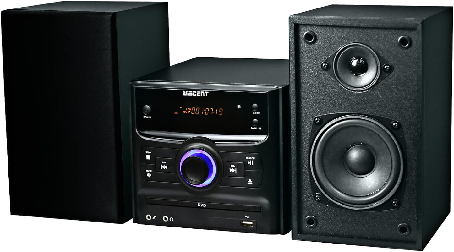 Bluetooth Stereo System, CD Player, Wireless Streaming, MP3, USB, Audio in, FM Radio, 30W, Micro Sound System