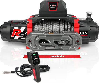 13,500-pound load capacity electric winch - 12-volt DC power supply, suitable for off-road trailer towing, dual-function wireless remote control