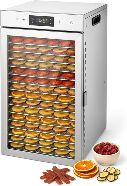Touch screen 18-Floor Stainless Steel Food Dehydrator, Adjustable Timer and Temperature, 18 Racks, Dryer for Jerky, Meat, Fruits, herbs, tea, sourdough starter and Vegetables and lot more