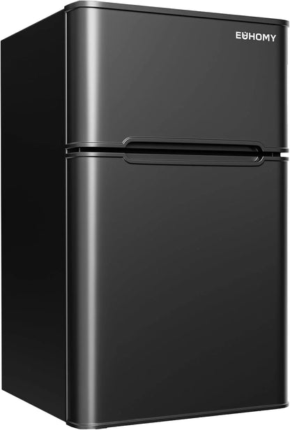 3.2 Cu.Ft Mini Fridge with Freezer – 2-Door Compact Refrigerator for Bedroom, Dorm, Office or Apartment, Silver